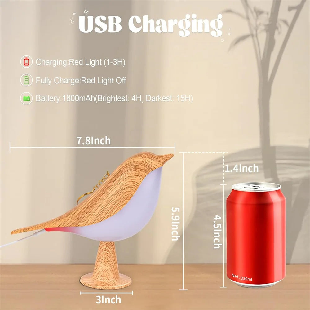 Lampe oiseau tactile sans fil rechargeable couleur bourgogne