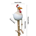statue décorative poulet noir blanc rose jaune rouge points bec coquille patio clôture jardin