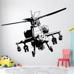 Autocollant mural avion militaire noir
