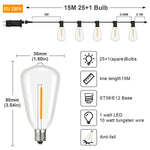 guirlande lumineuse led transparente dorée verre teinté forme cloche vintage clips noirs télécommande imperméableextérieur