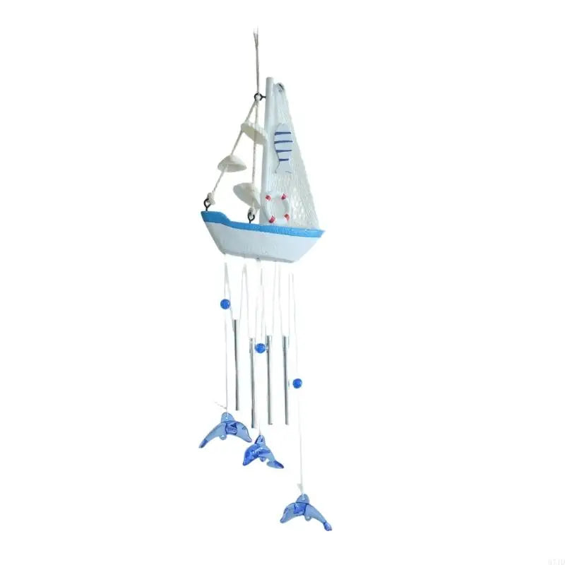 mobile mural thème marin bateaux dauphins élément nautiques blanc bleu beige modernes fixations