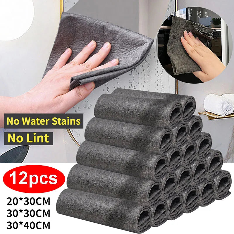 serviette nettoyage microfibre gris moderne 20x30cm 30x30cm 30x40cm 12pièces respectueux environnement