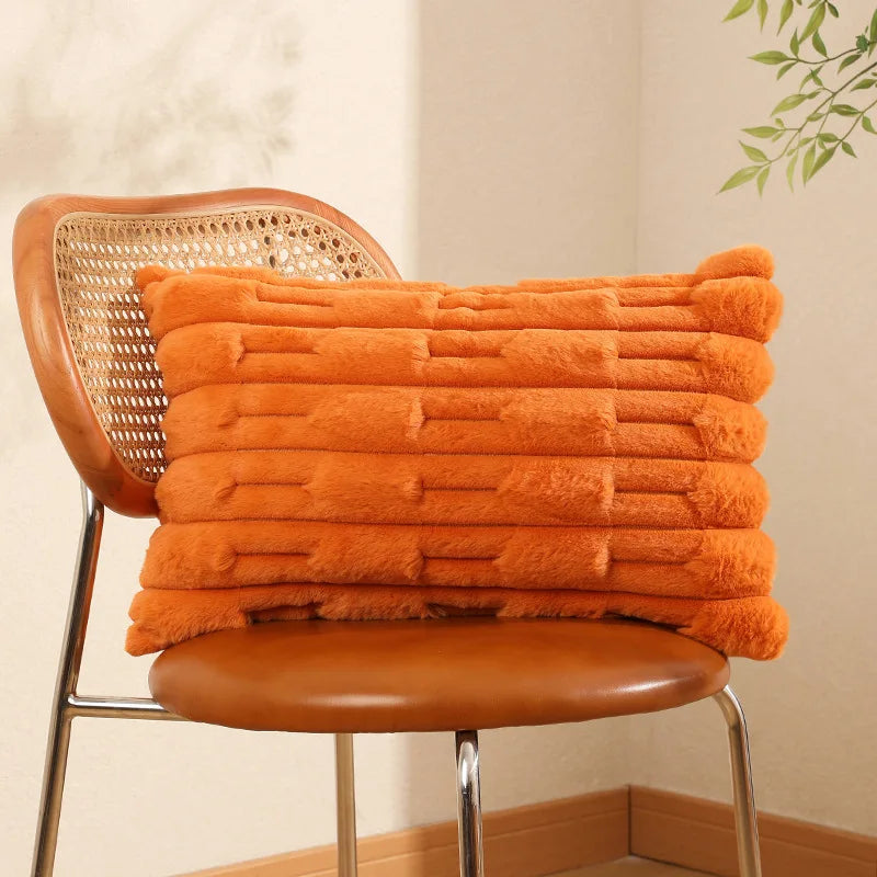 housse coussin velours orange moderne franges tissu polyester coton carré décoration intérieur voiture 30x50cm