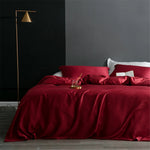 drap lit bleu marine uni soie 100% moderne oreillers taies d'oreiller drap plat queen