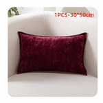 taies d'oreiller velours côtelé couleurs unies chic bordures décoratives polyester dimensions 30x50cm 45x45cm