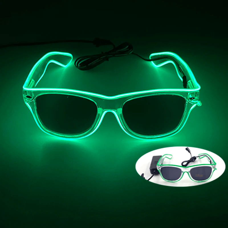 lunettes lumineuses led futuristes transparentes paillettes circuit imprimé élastique fête rave club nuit