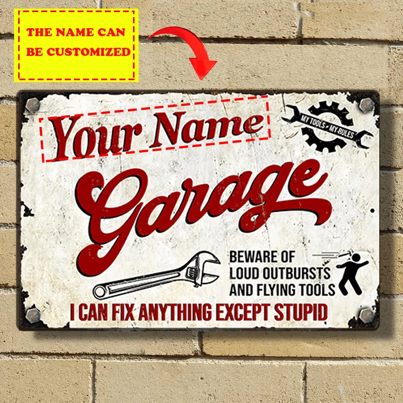 plaque décorative vintage rectangulaire moderne rétro humoristique texte stylisé blanc rouge noir fixée vis