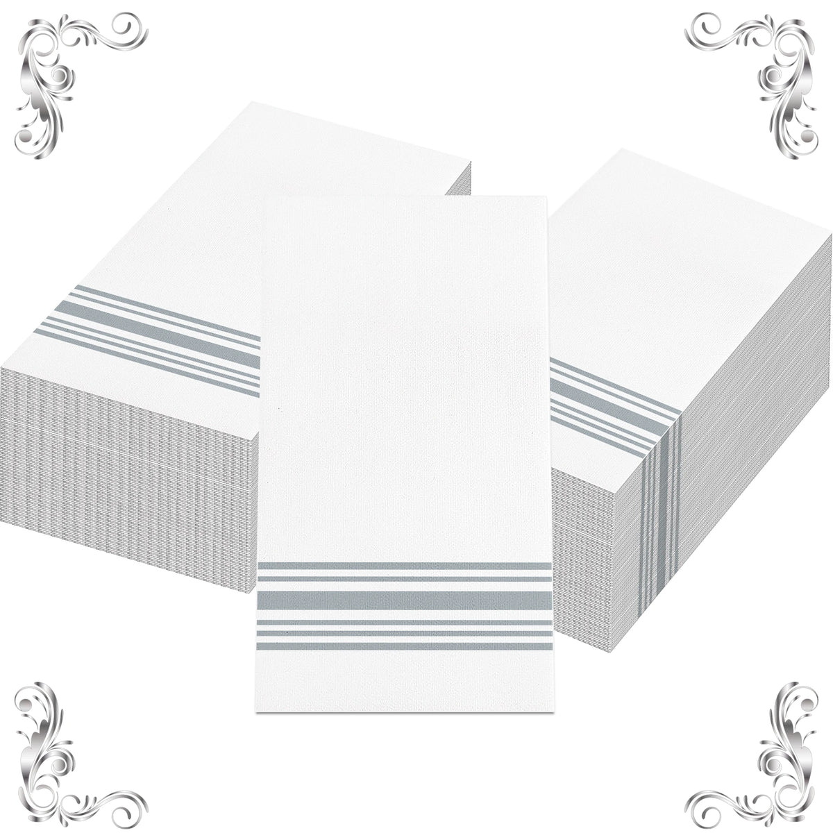 serviettes table rayées blanc bleu rouge mariage anniversaire événement classiques pack 20 40 60