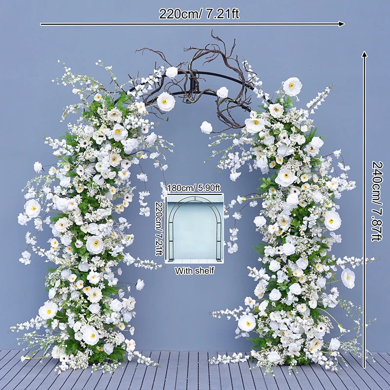 Décoration mariage arche florale blanche verte artificielle extérieure classique romantique événement festive