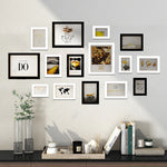 cadres photo bois modernes blancs noirs verre transparent clips inclusion minimaliste mur