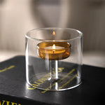 bougeoir moderne verre transparent orange pied simple décoration intérieure bougie