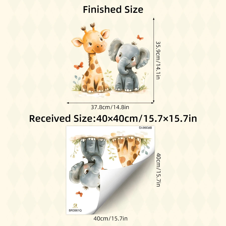 sticker mural animal girafe éléphant papillon feuille enfant chambre décoration intérieure imperméable autocollant