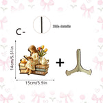 figurines bois fille lecture supports livres fleurs vases tulipes lavande théière bougiesDecorationChampetreSpirituelle