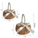 panier rotin tressé traditionnel beige clair poignée ruban blanc stockage rangement utilisation multipleDecorationFleurs