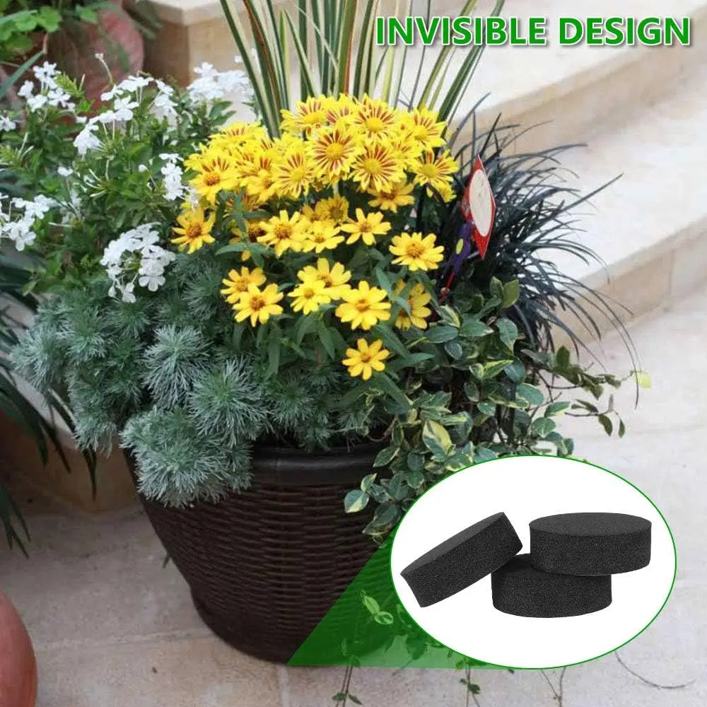supports invisibles adhésifs pots fleurs noirs antiderapants decoration exterieure jardin galets plantesextérieur modernes élégantes