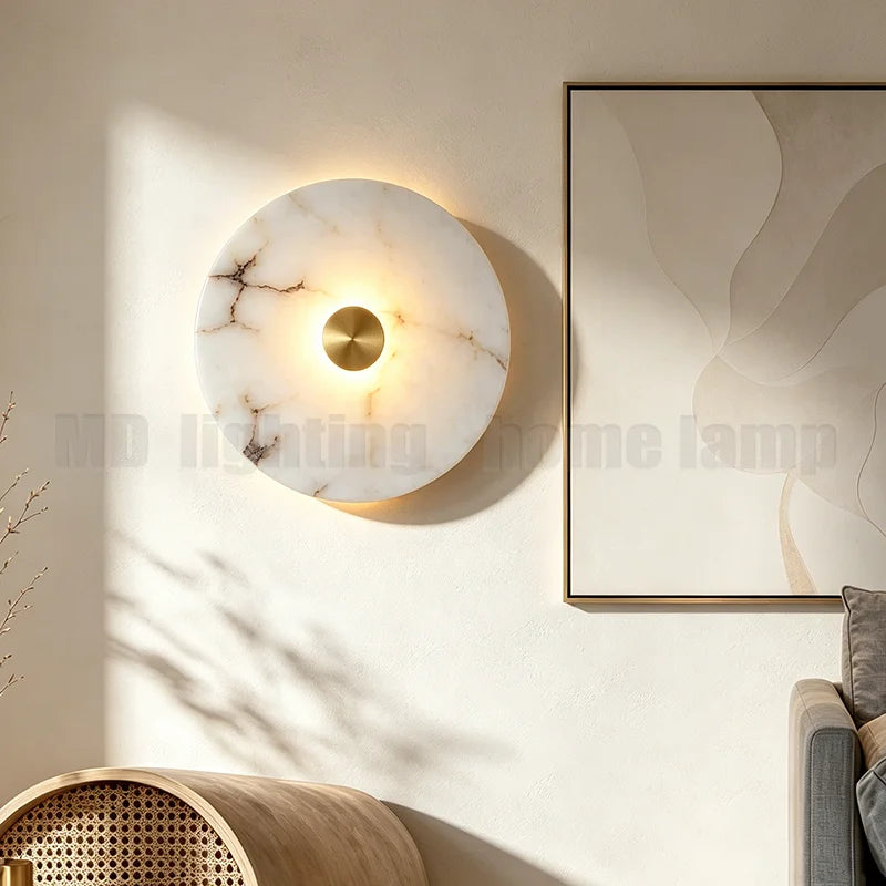 lampe murale moderne marbre blanc veines marron clair éclairage quotidien led 220v 110v murale