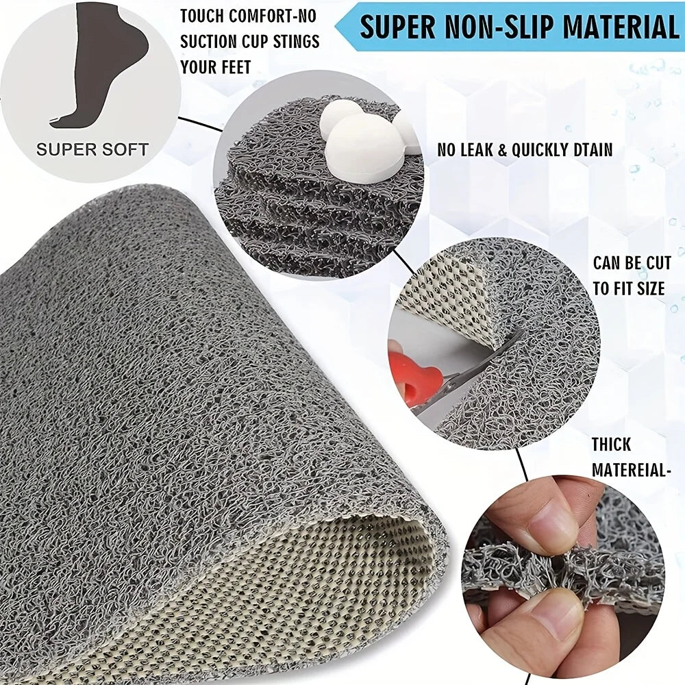 tapis douche gris texture loofah absorbant rapide antidérapant moderne salle bain