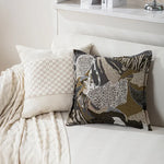 housse coussin décoratif contemporain beige noir gris motifs géométriques polyester coton