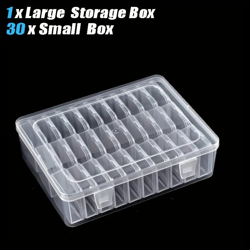 organisateur rangement transparent compartiments boîtes plastique couvercle noir mosaïque bijoux outils petits objets stockage