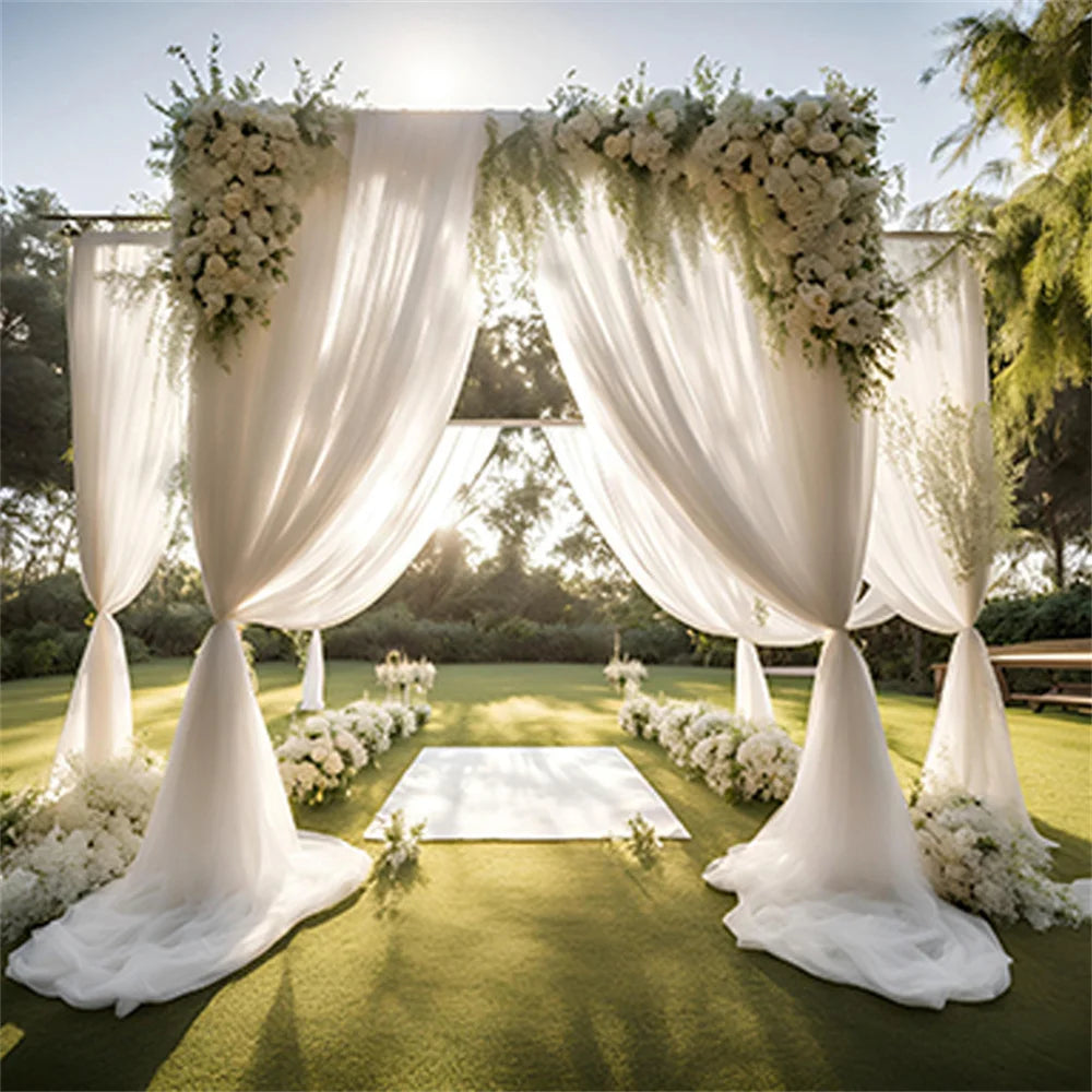 rideaux tulle transparent rose blanc mariage décoration romantique élégante champêtre