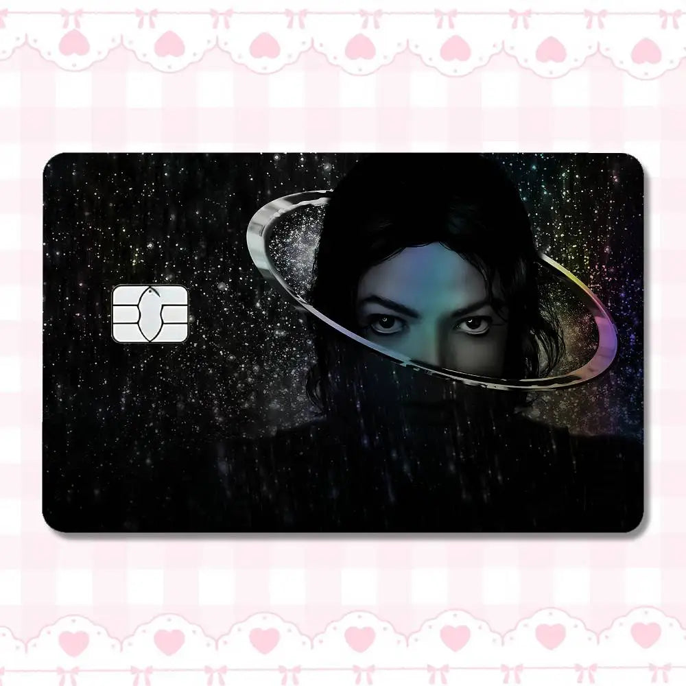 carte crédit personnalisée adhésif noir blanc michael jackson poses fond noir moderne minimaliste