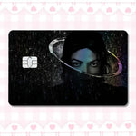 carte crédit personnalisée adhésif noir blanc michael jackson poses fond noir moderne minimaliste