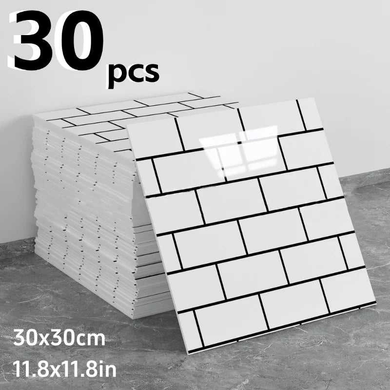 autocollants muraux carreaux brique blanc noir adhésifs modernes cuisine chambre salle bains renovatable minimalistes