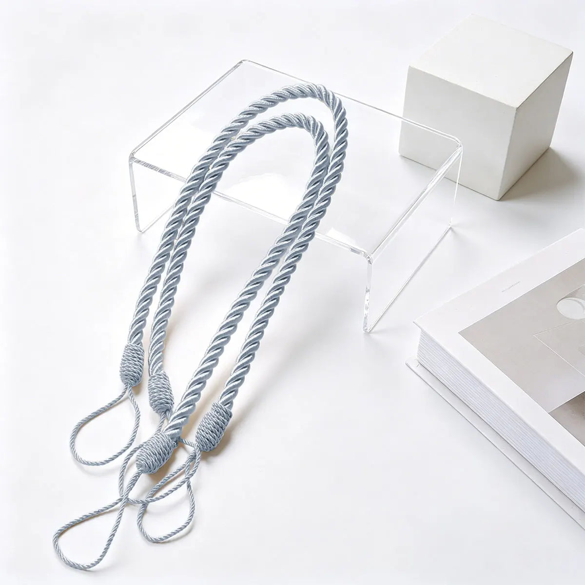 corde torsadée blanc anneaux rideaux ajustables tissés main classique minimaliste wabi sabi