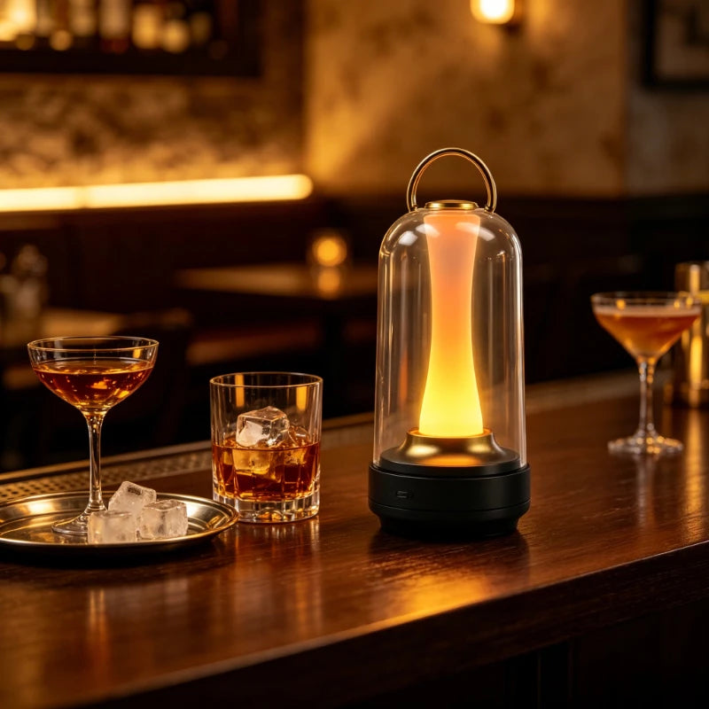 lampe table rechargeable tactile ambiance moderne or noir ambre portable étanche chambre
