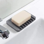 support savon silicone gris moderne égouttoir salle bains drainant auto égouttement horizontal ridé