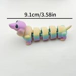 jouet articulé teckel marron multicolore impression 3d figurine fidget yeux noirs deco posable plastique