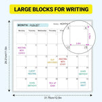 calendrier mural effaçable blanc moderne grille mensuelle adhésif planification tâches mensuelle tableau blanc opaque