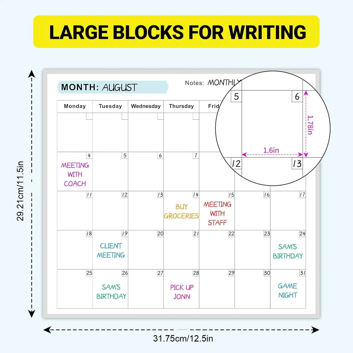 calendrier mural effaçable blanc moderne grille mensuelle adhésif planification tâches mensuelle tableau blanc opaque