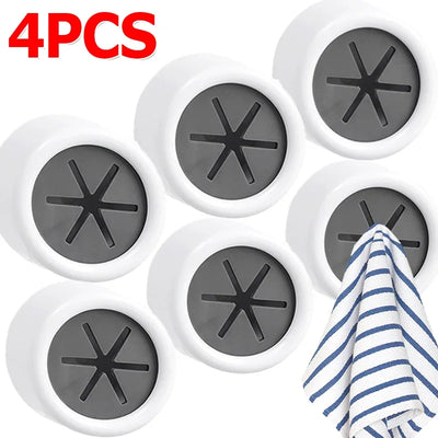 Porte-serviettes mural auto-adhésif 4 crochets couleur kaki foncé