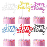 décoration gâteau happy birthday lettres stylisées couleurs unies moderne élegants pique enfant fête anniversaire