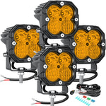 feux travail led 30w noir orange quadrillé combo spot flood vtt suv moto