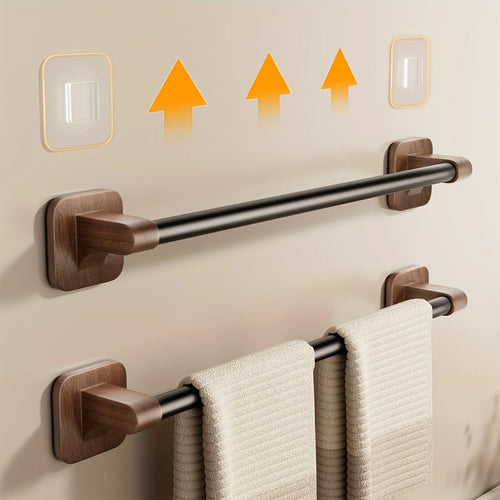 porte serviettes mural adhésif moderne texture bois noir marron minimaliste salle bain support rangement