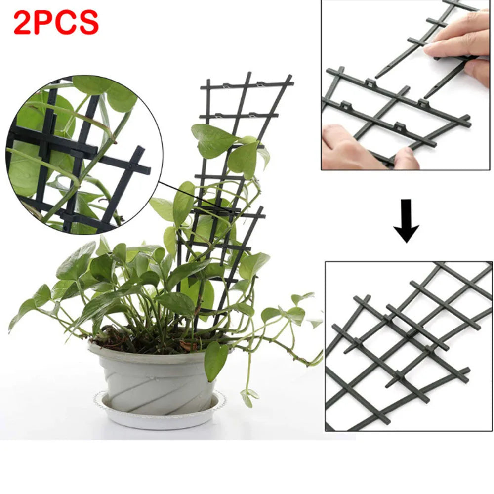 support plante treillis noir quadrillage rustique minimaliste piquets pointus pot fleur légumeintérieurextérieur