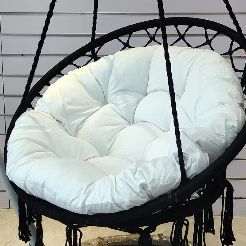 Coussin de siège extérieur rond blanc pour chaise en rotin