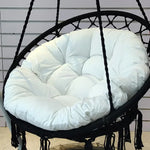 Coussin de siège extérieur rond blanc pour chaise en rotin