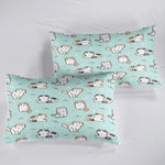drap lit moderne chatons mignons vert clair oreillers chambre enfant coloré