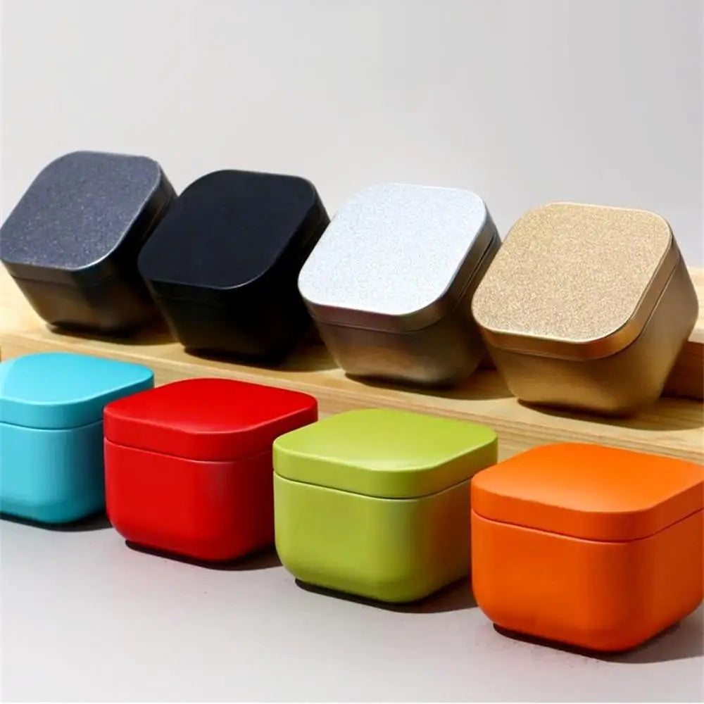 boîte thé métal ronde mate moderne rangement bijoux petits objets