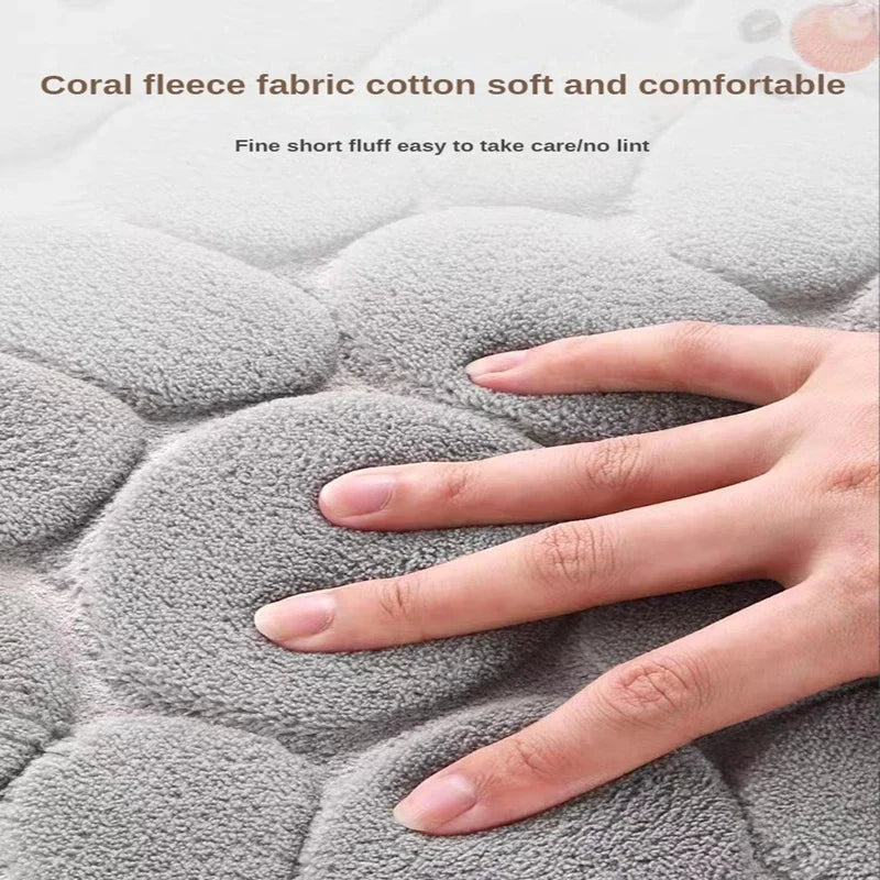 tapis bain doux gris marron motif galets moderne salle bain absorption rapide lavable machine