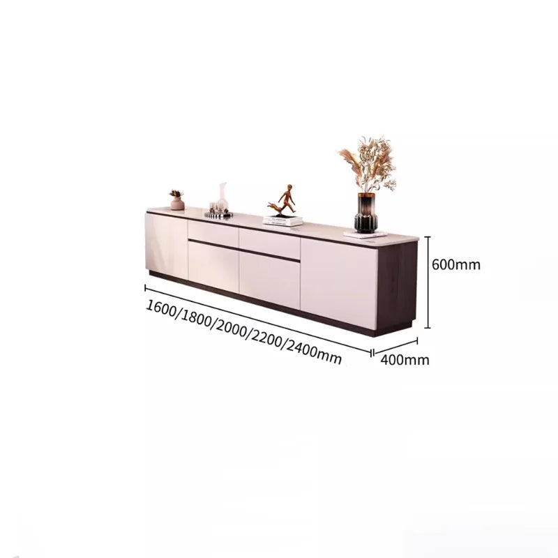meuble tv moderne blanc gris armoire salon texture bois vase statuette livre verre