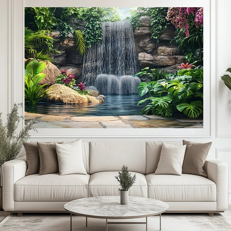 toile d'art multicolore cascade naturelle réaliste décoration mur opaque anniversaire mariage saint valentin nouvel