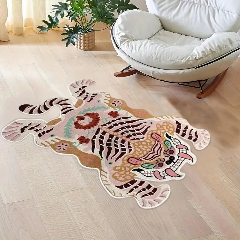 tapis tigre moderne antidérapant polyester doux lavage machine couleur vives chambre coucher salon