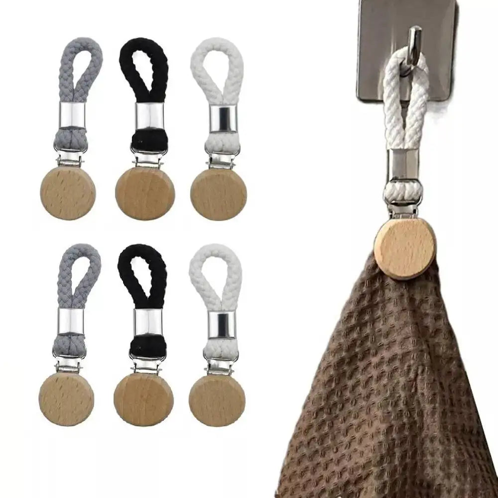 attache serviettes clip métal disque bois corde tressée blanc noir gris minimaliste moderne rustique