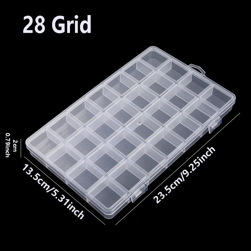 boîtes rangement transparentes modernes 28 cases poignées sécurisées diverse couleur