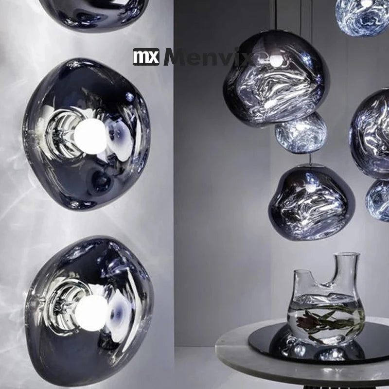 appliques murales modernes lampes led verre translucide forme organique suspension chambre cuisine salle manger
