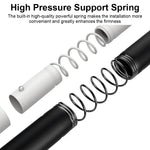tige rideau douche ajustable noir blanc texture lisse moderne anneaux suspension support tension haute